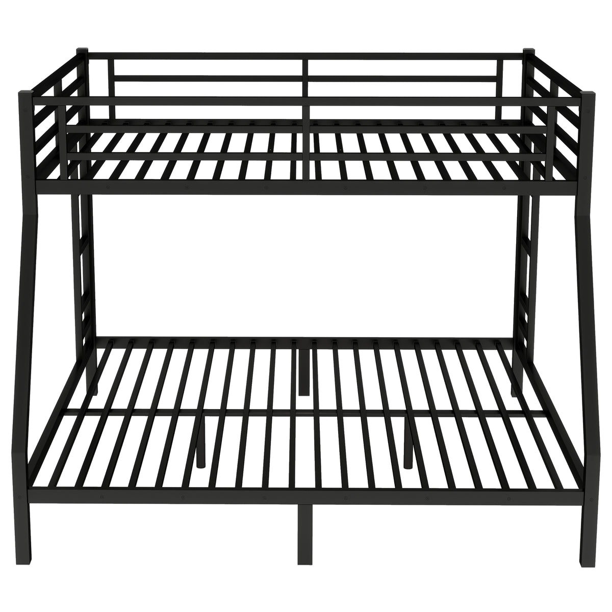 DOEHL Bunk Beds Default Noise Reduced Metal Queen Over King Bunk Bed in Black
