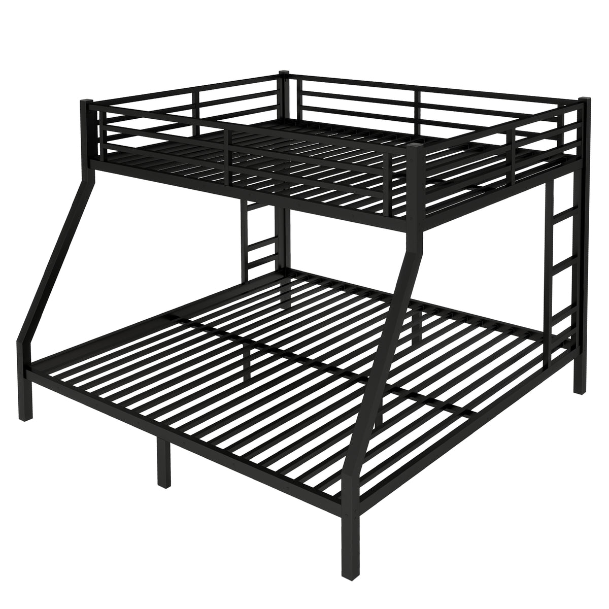 DOEHL Bunk Beds Default Noise Reduced Metal Queen Over King Bunk Bed in Black