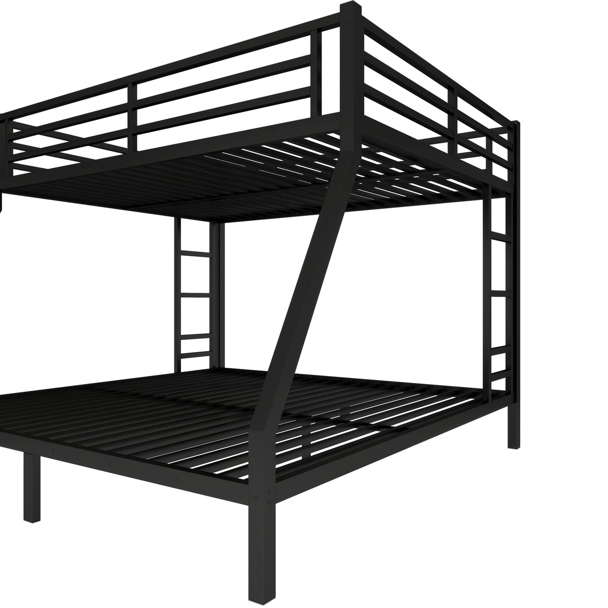 DOEHL Bunk Beds Default Noise Reduced Metal Queen Over King Bunk Bed in Black