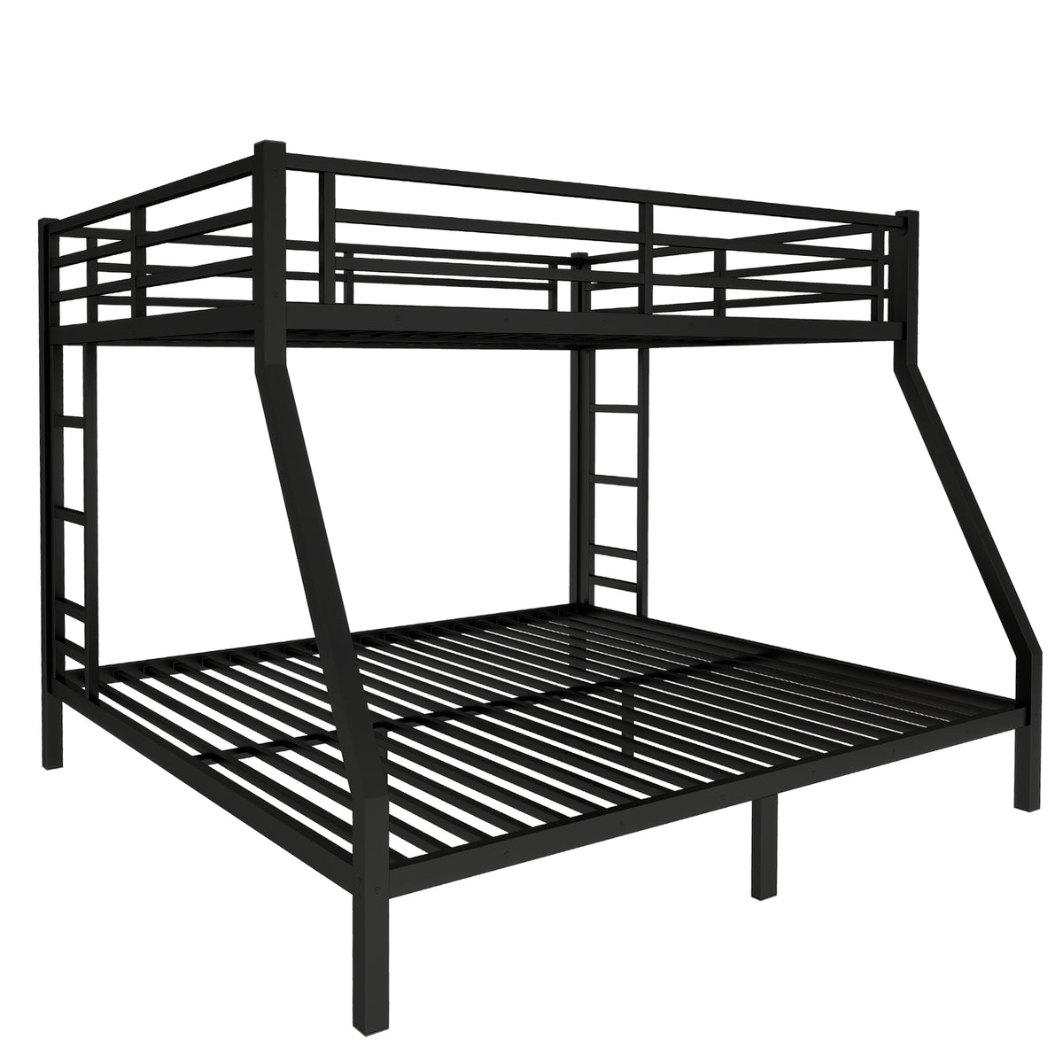 DOEHL Bunk Beds Default Noise Reduced Metal Queen Over King Bunk Bed in Black