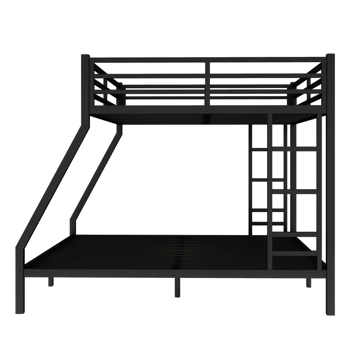 DOEHL Bunk Beds Default Noise Reduced Metal Queen Over King Bunk Bed in Black