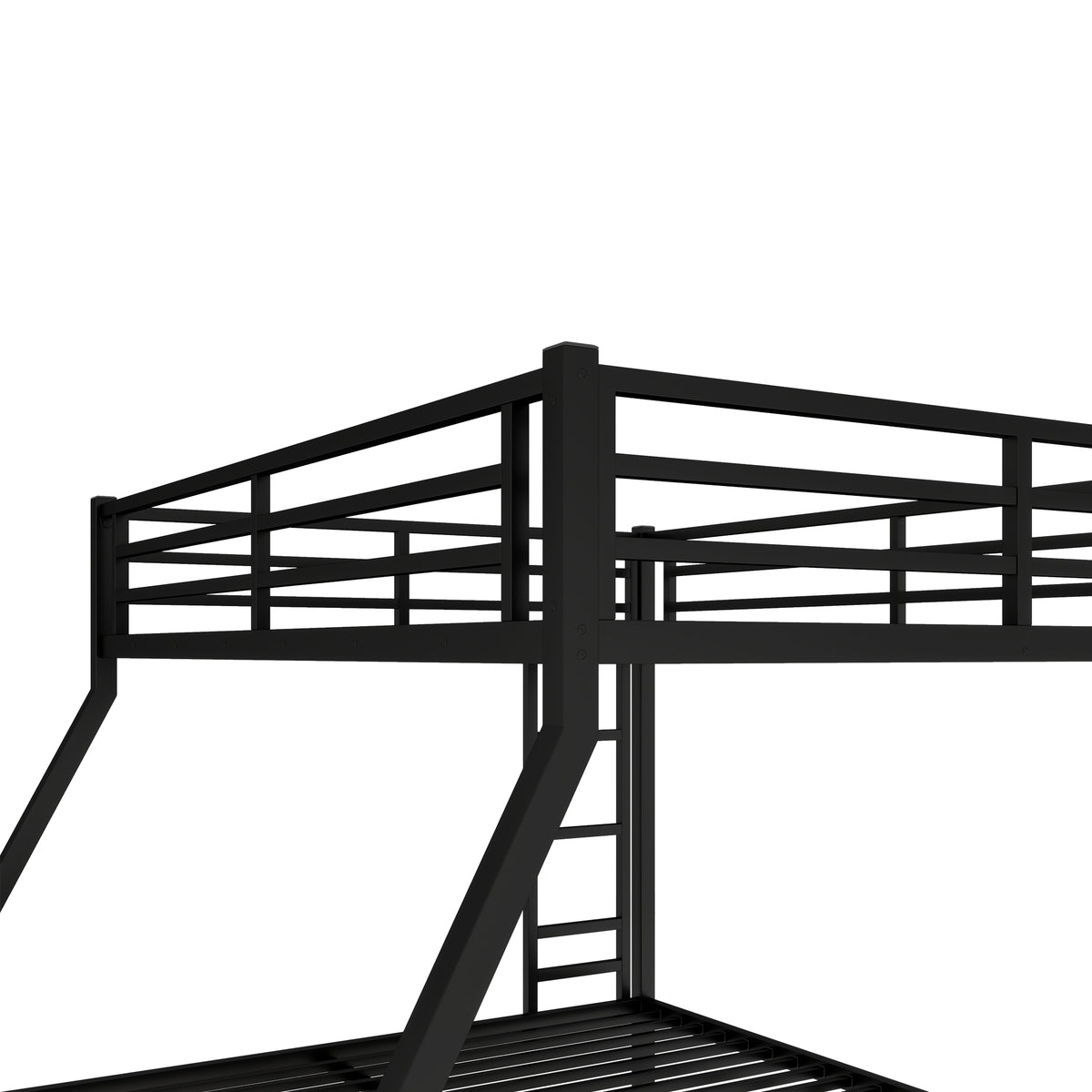 DOEHL Bunk Beds Default Noise Reduced Metal Queen Over King Bunk Bed in Black