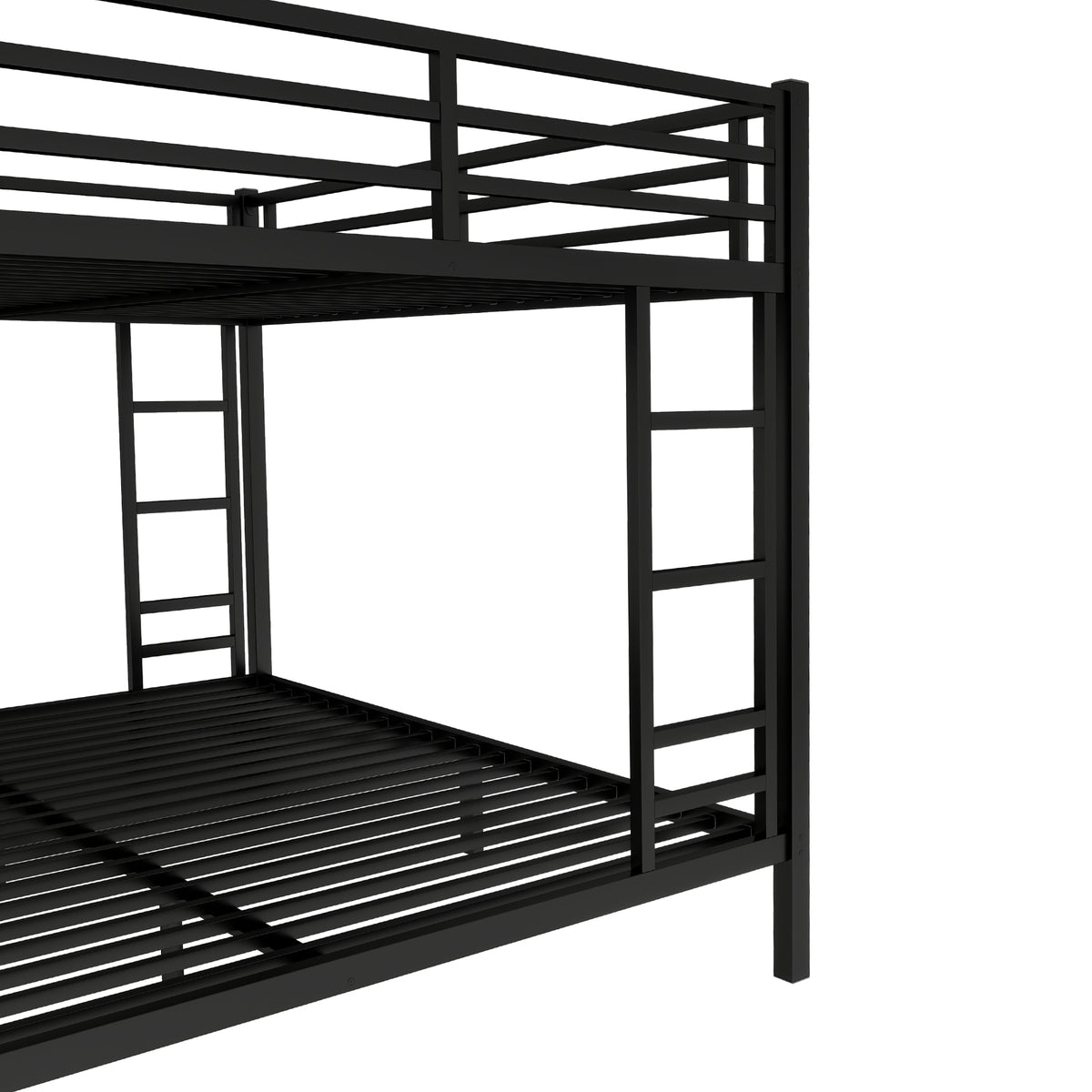 DOEHL Bunk Beds Default Noise Reduced Metal Queen Over King Bunk Bed in Black