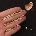 Load image into Gallery viewer, CZ Silver Initial Earrings Dainty Stud Earrings
