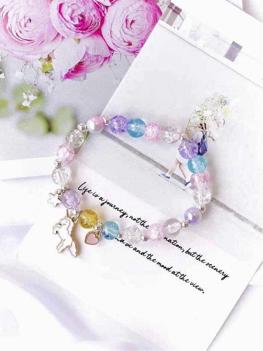 Dreamy Pearl Bracelet with Unicorn Charm