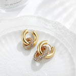 Load image into Gallery viewer, Dual Diamond Circle Huggie Earrings
