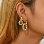 Load image into Gallery viewer, Dual Diamond Circle Huggie Earrings
