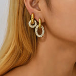Load image into Gallery viewer, Dual Diamond Circle Huggie Earrings

