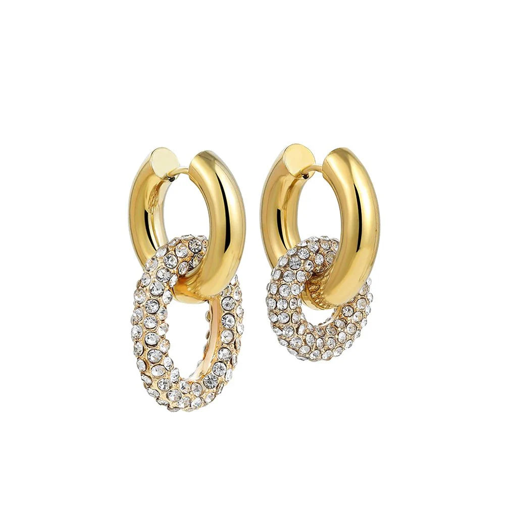 Dual diamond circle huggie earrings 677872