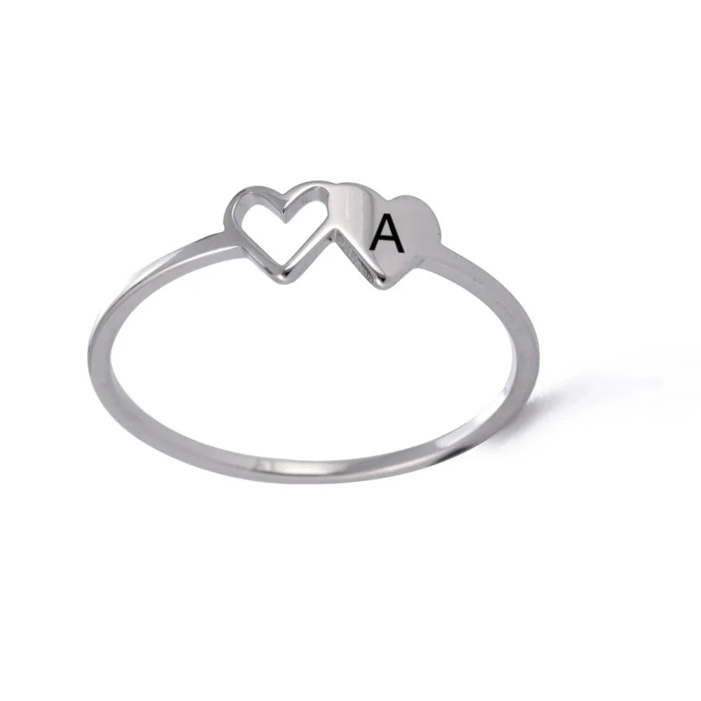 Dual heart letter initial ring 326848