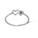 Load image into Gallery viewer, Dual Heart Letter Initial Ring
