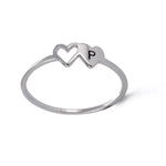 Load image into Gallery viewer, Dual Heart Letter Initial Ring
