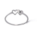 Load image into Gallery viewer, Dual Heart Letter Initial Ring
