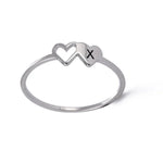 Load image into Gallery viewer, Dual Heart Letter Initial Ring
