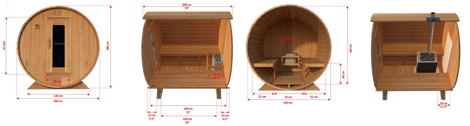 DUNDALK LEISURECRAFT Dundalk - CT Harmony Barrel Sauna - CTC22W