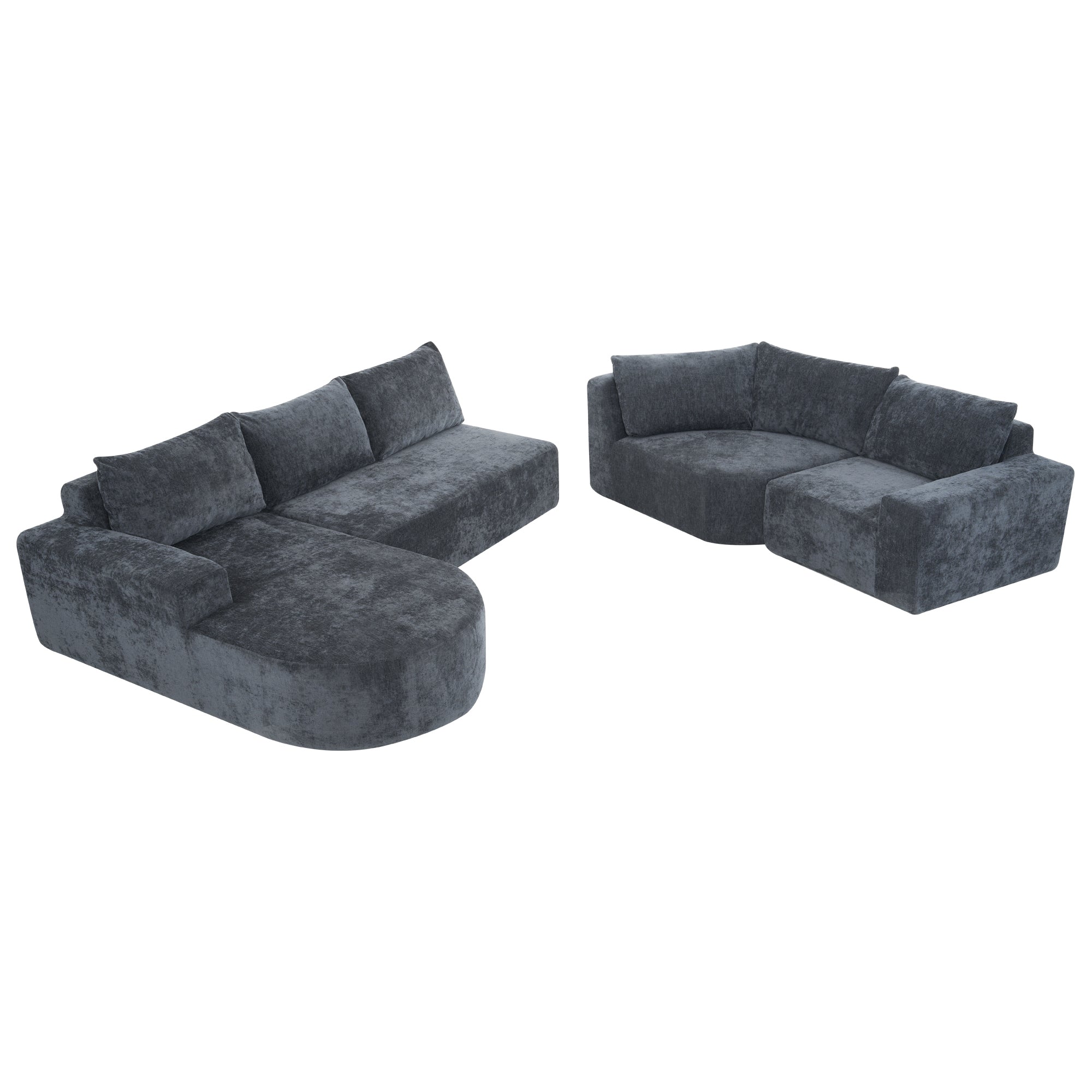 Amalfi Modular Chenille Sectional Sofa in Gray