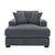 Blue-Gray Chenille Oversized Chaise Lounger with Built-In Charge Station & Cup Holders