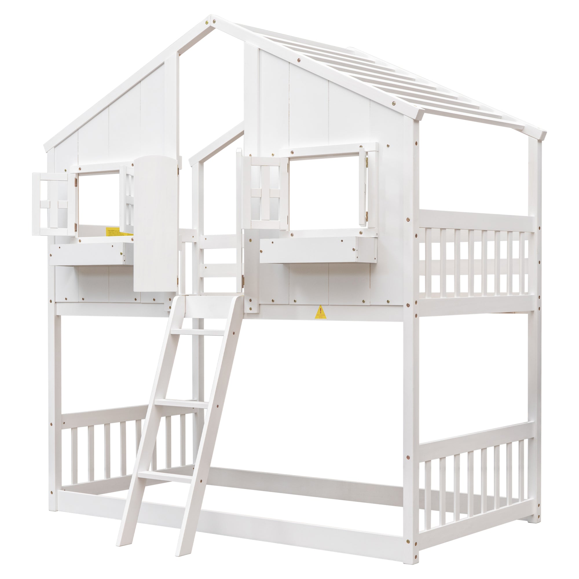 White Twin Over Twin Tree House Inspired Bunk Bed