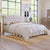 Beige Queen Size Upholstered Platform Bed with Diamond-Tufted Headboard