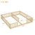 Double Twin Toddler Floor Bed with Fence and Guardrails in Natural Tones