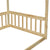 Natural Tone Twin Size Canopy Frame Floor Bed with Guardrails