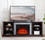 Large TV Desk Storage Rack with Faux Stone Surround Modern Media Stand with Fireplace Insert In Cherry