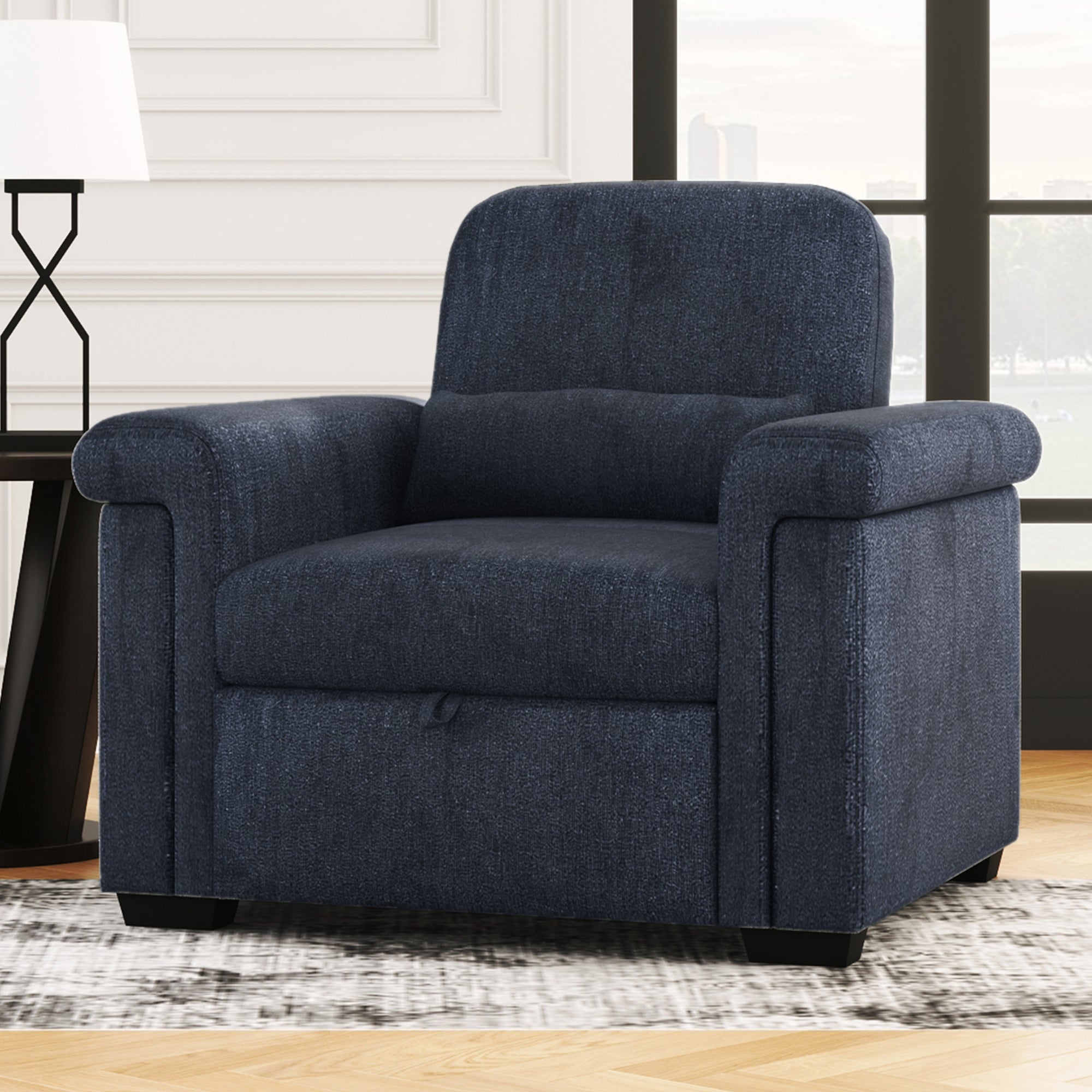 Dark Blue 3-in-1 Convertible Sleeper Chair