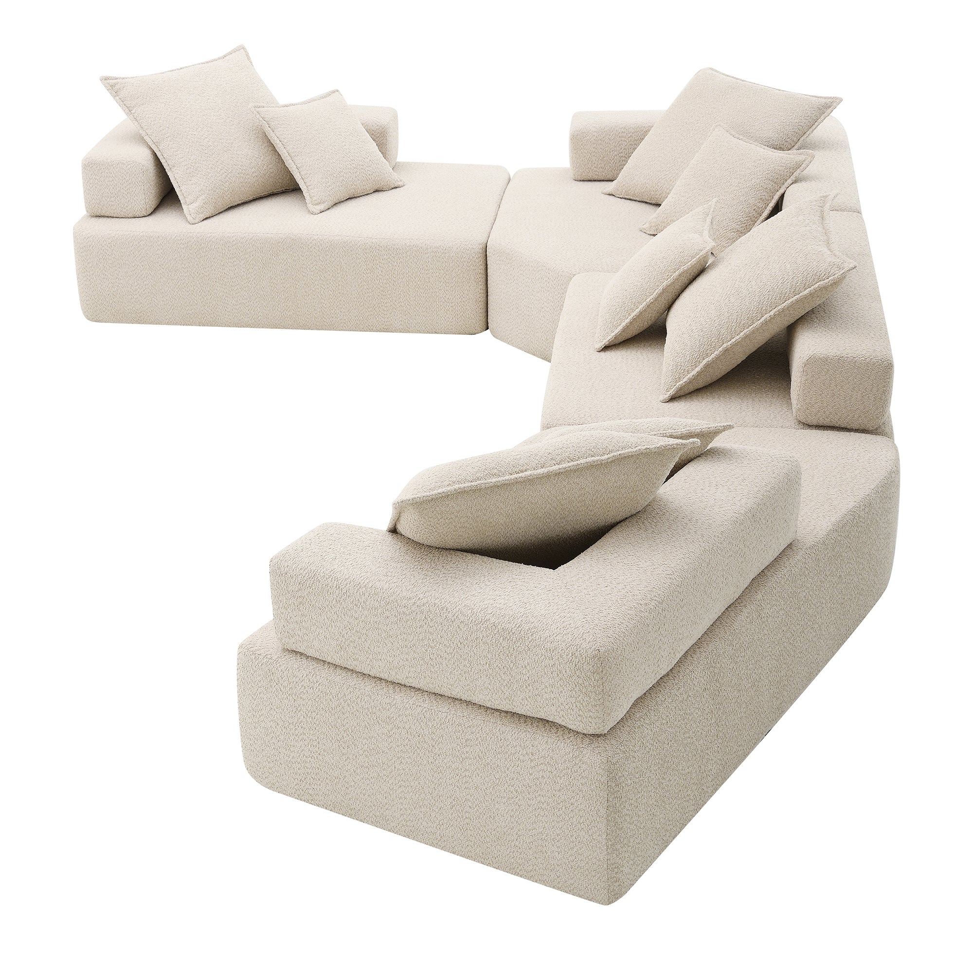 Stockholm Modular Boucle 7-Seater Sofa in Beige