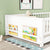 White Twin Toddler Floor Platform Bed with Built-in Book Storage Rack and Door