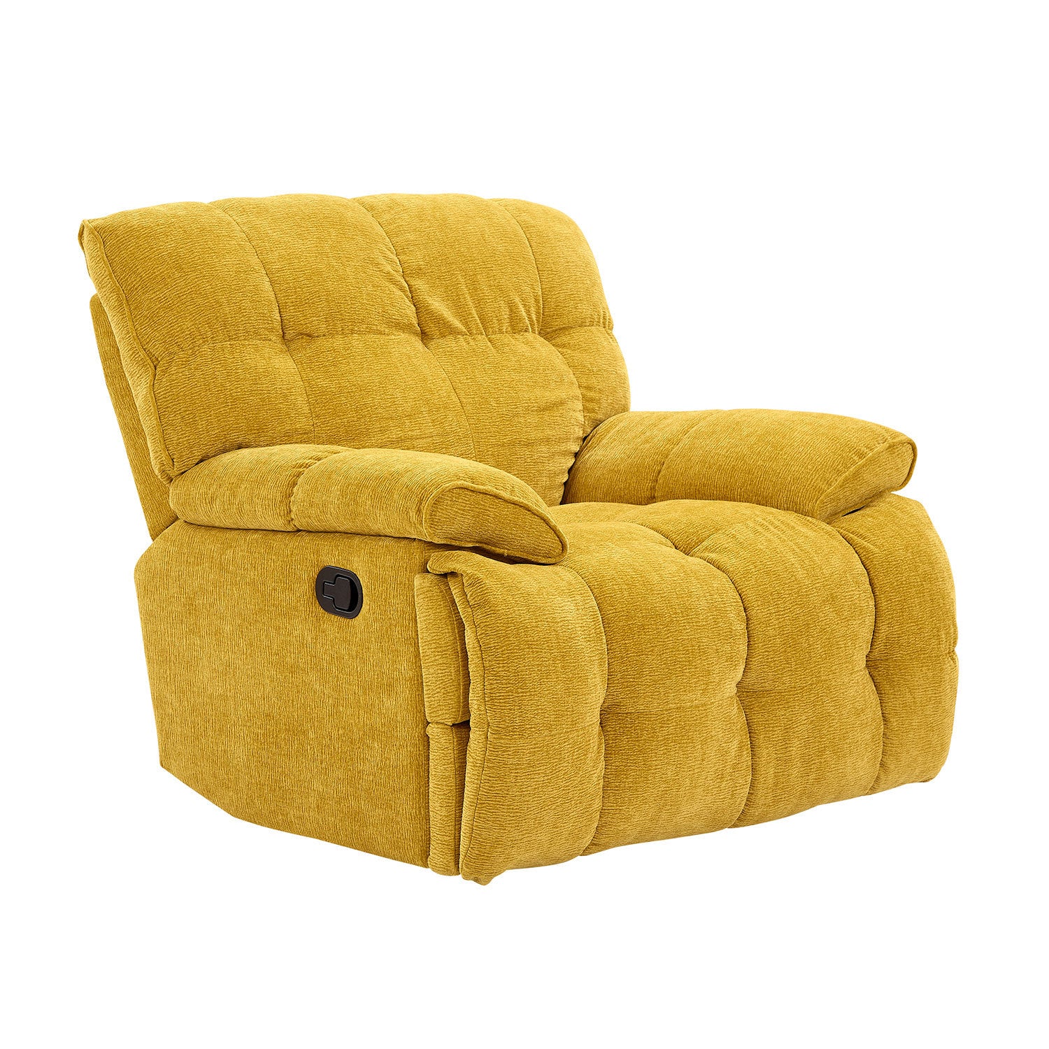 Overstuffed Ergonomic 360 Degree Swivel Rocking Recliner In Yellow