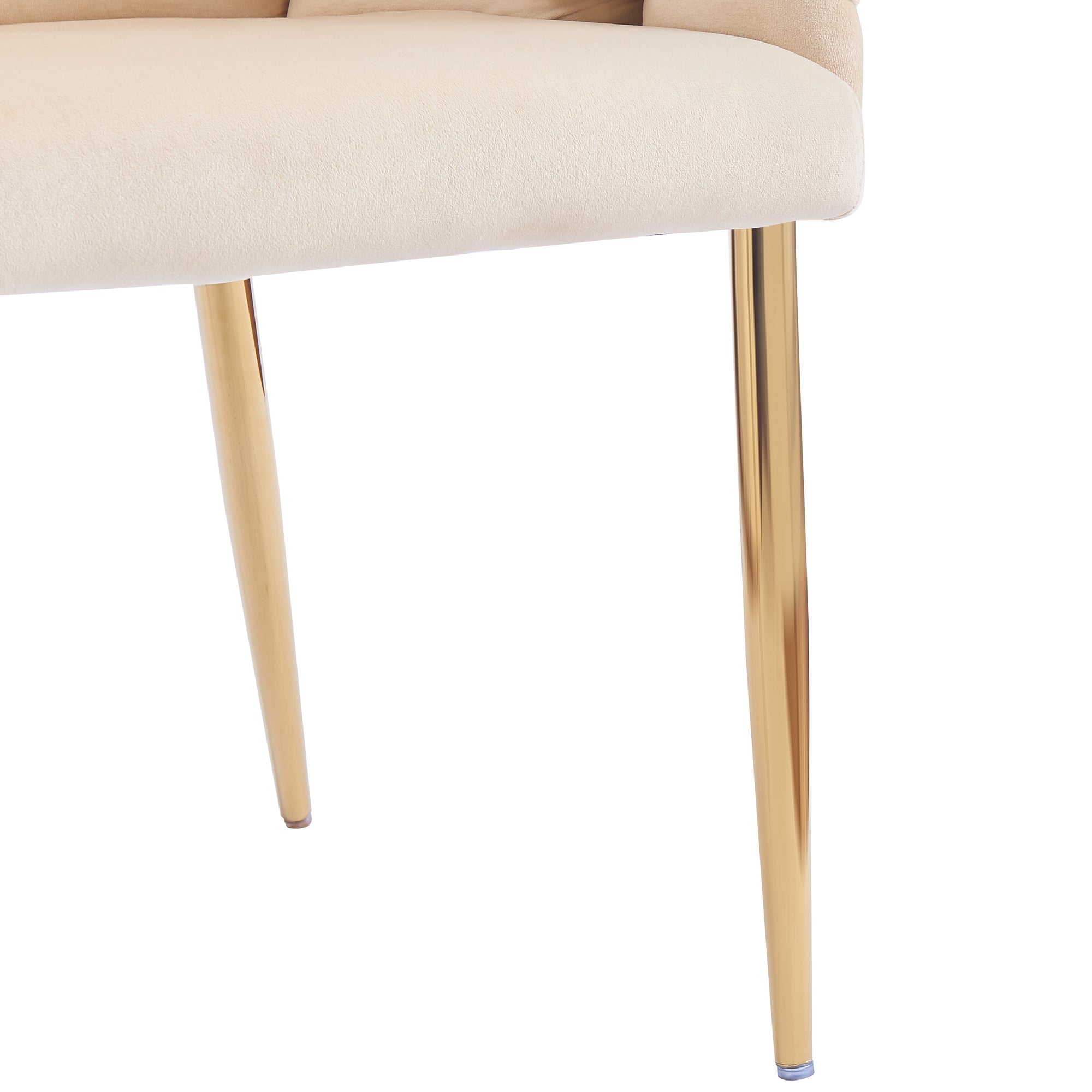 Luxury Beige Velvet Accent Chair with Gold Legs