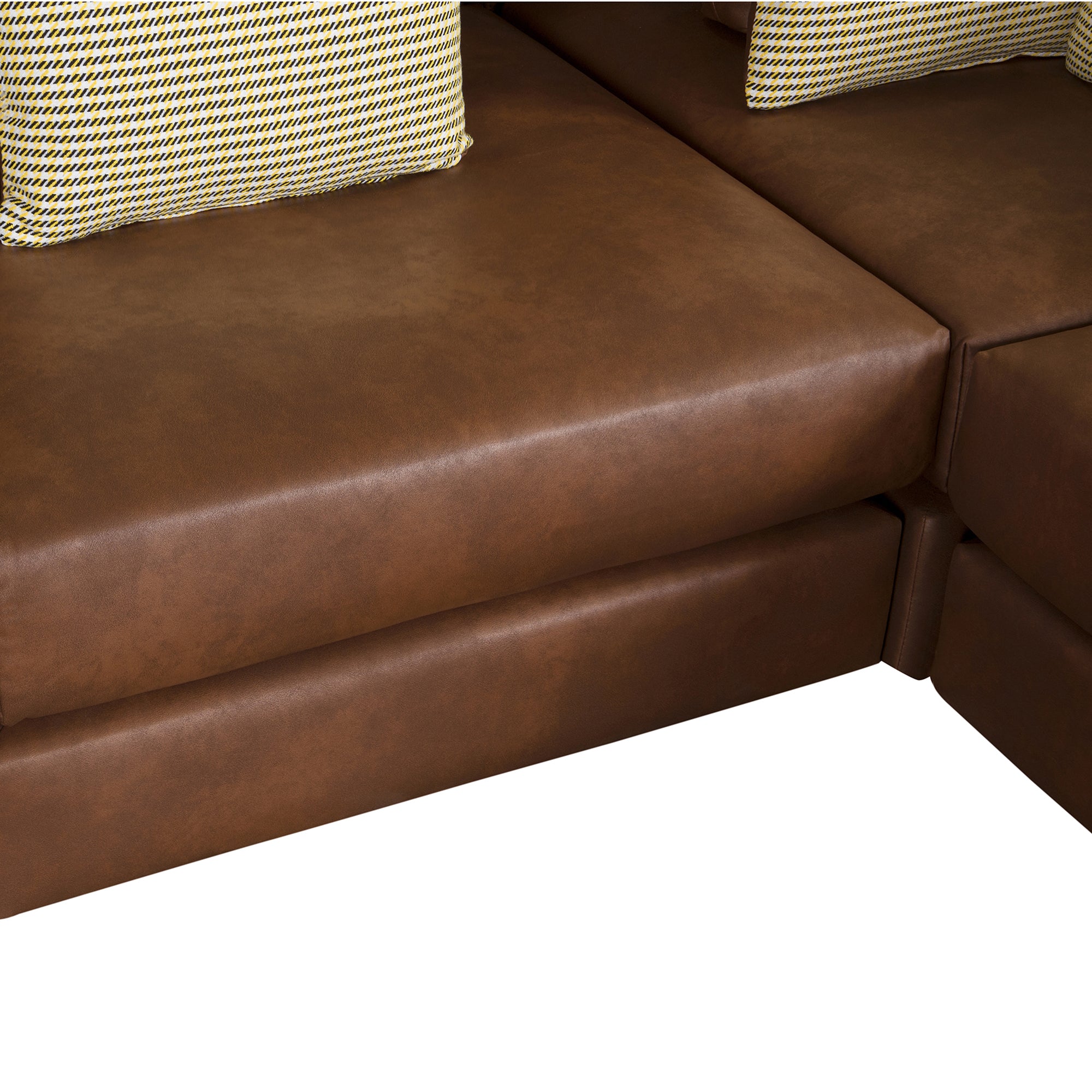 Casablanca Modular Sectional Sofa with Movable Ottoman in Brown Palomino