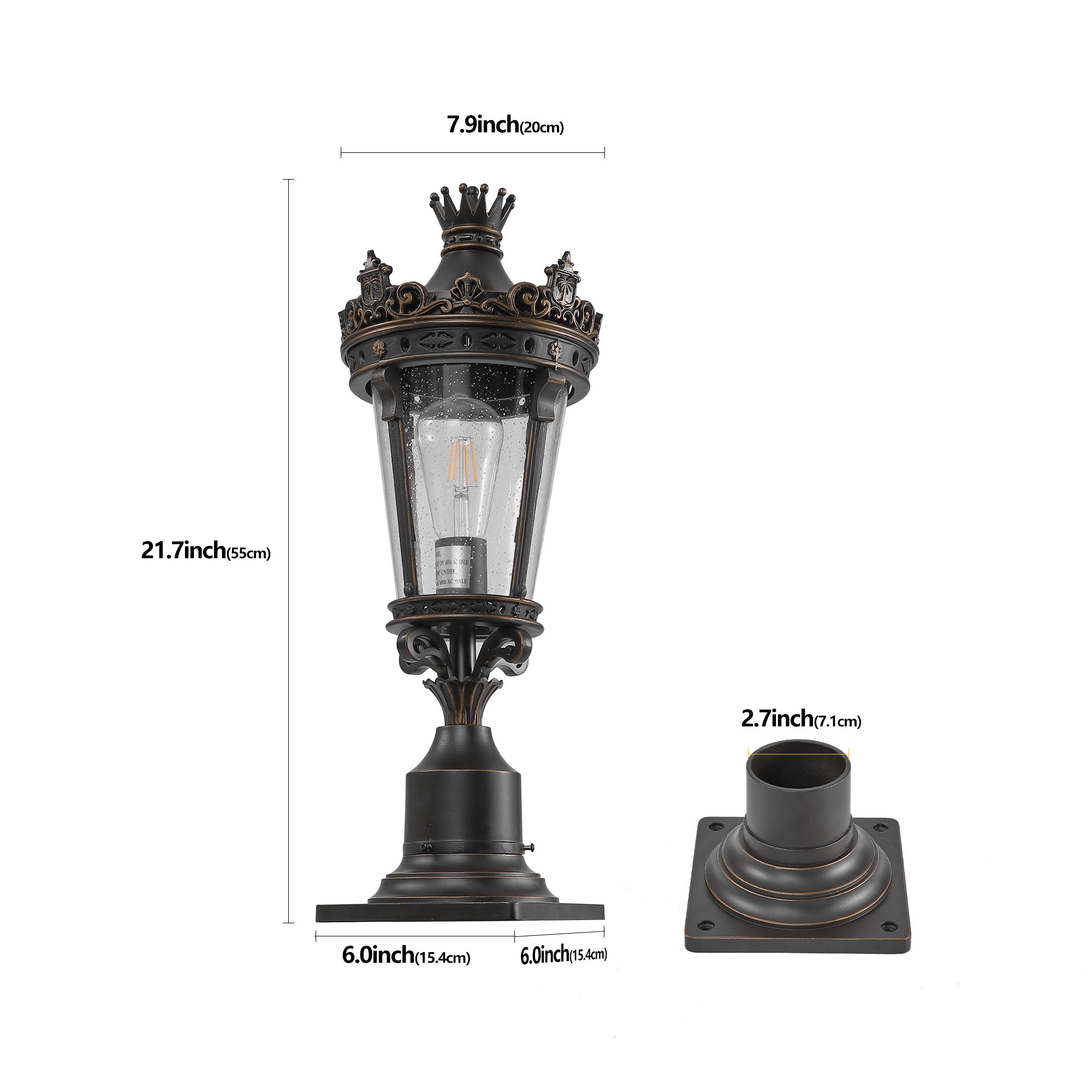 Aestin's Vintage Crown Outdoor Post Lantern