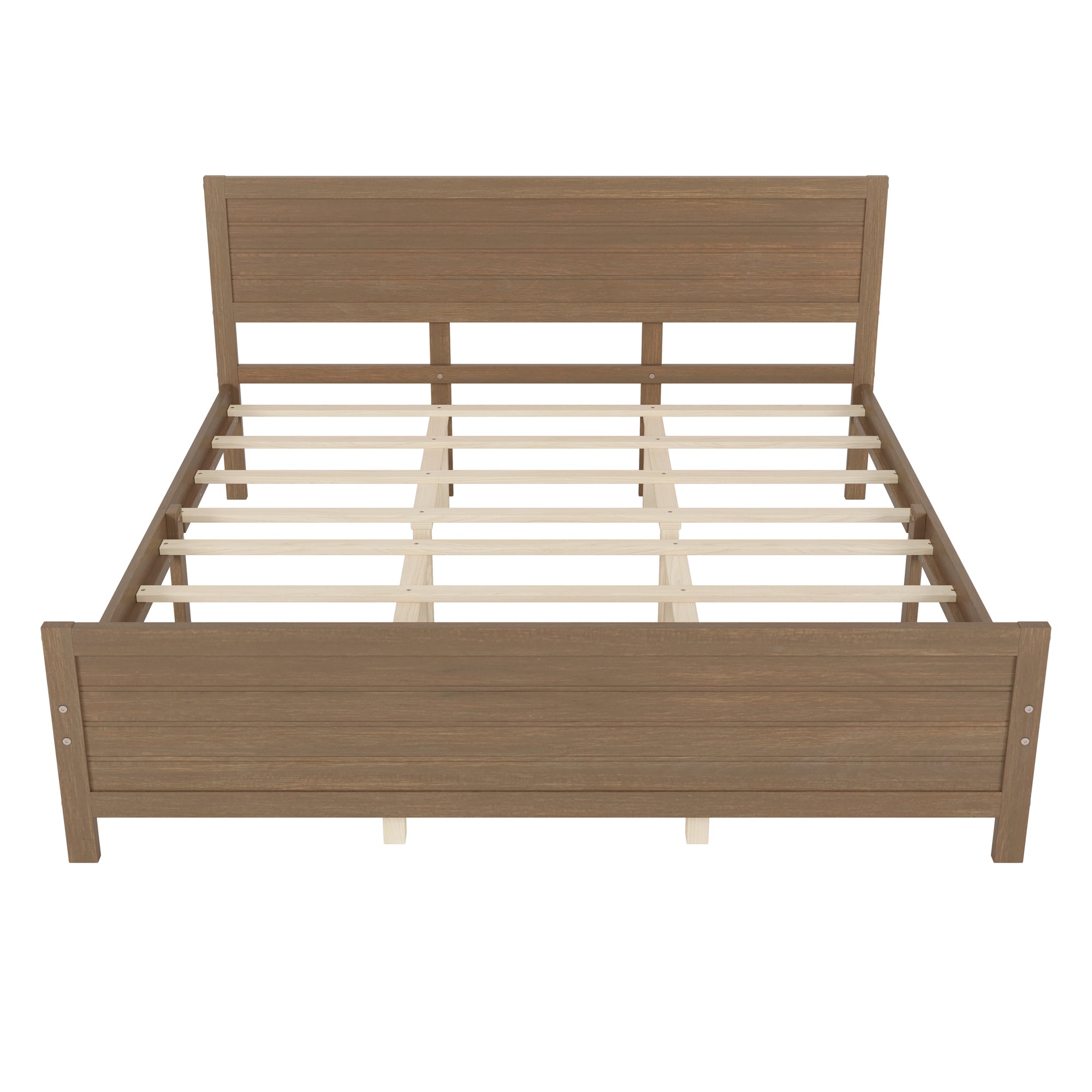 King Size Walnut Wooden Platform Bed Frame