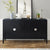 Retro Sideboard With Circular Groove Design And Round Metal Handle In Black