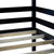 Black Triple Rubber Wood Bunk Bed with Built-In Ladders and Guardrails