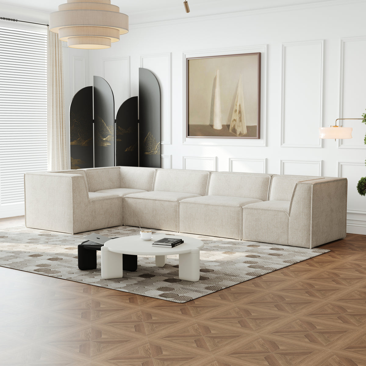 Kinshasa 5-Seat Modular Sofa in Beige