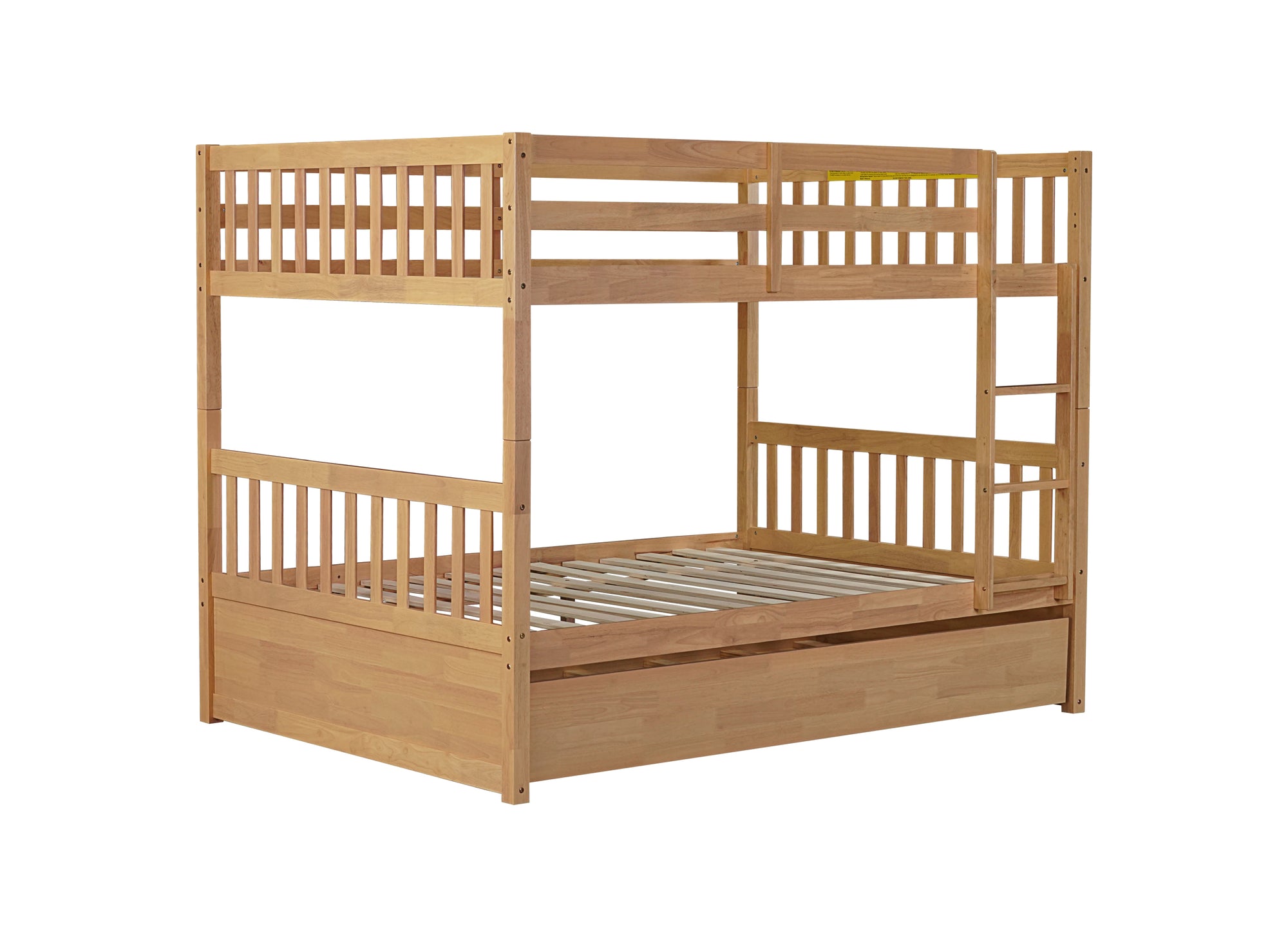 Full Over Full Twin Size Triple Bunk Bed with Ladders and Guardrails in White