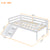 Twin Size Low Loft Bed with Slide, Ladder & Safety Guardrails in White