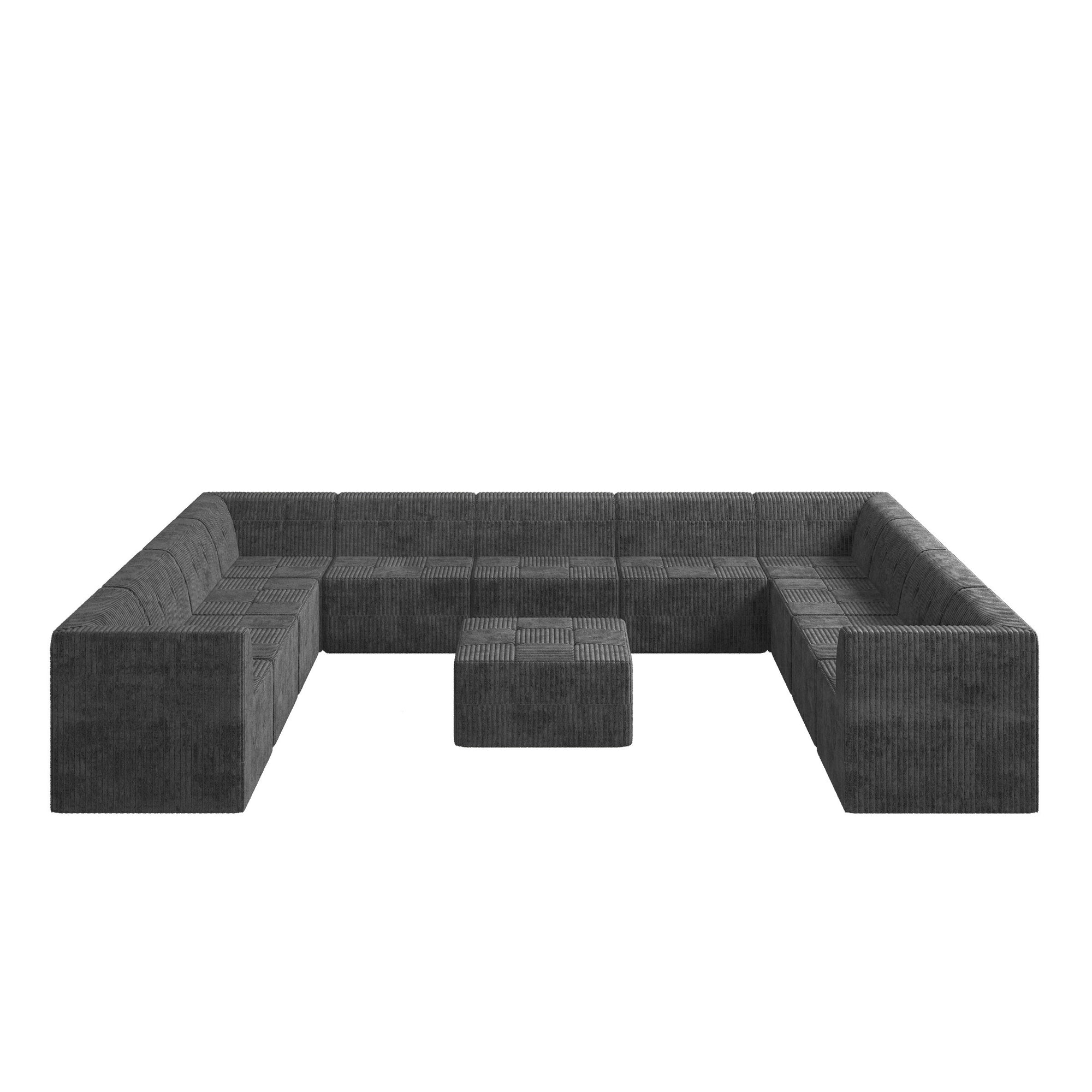 U Shape Modular Sectional Sofa With Minimalist Design And Plush Comfort In Grey