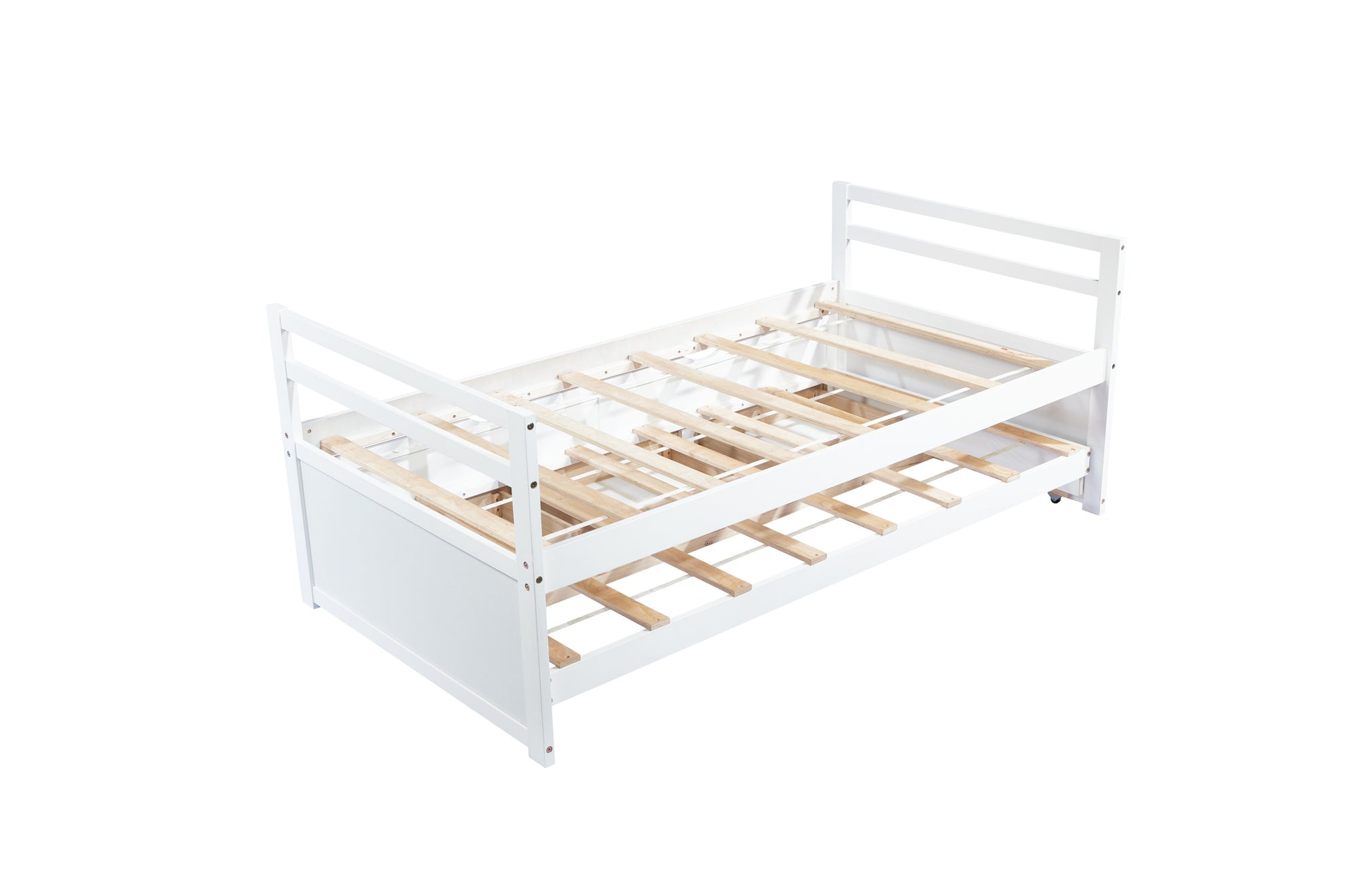 White Pine Twin Size Bed with Headboard, Footboard, Trundle, and Storage Drawers