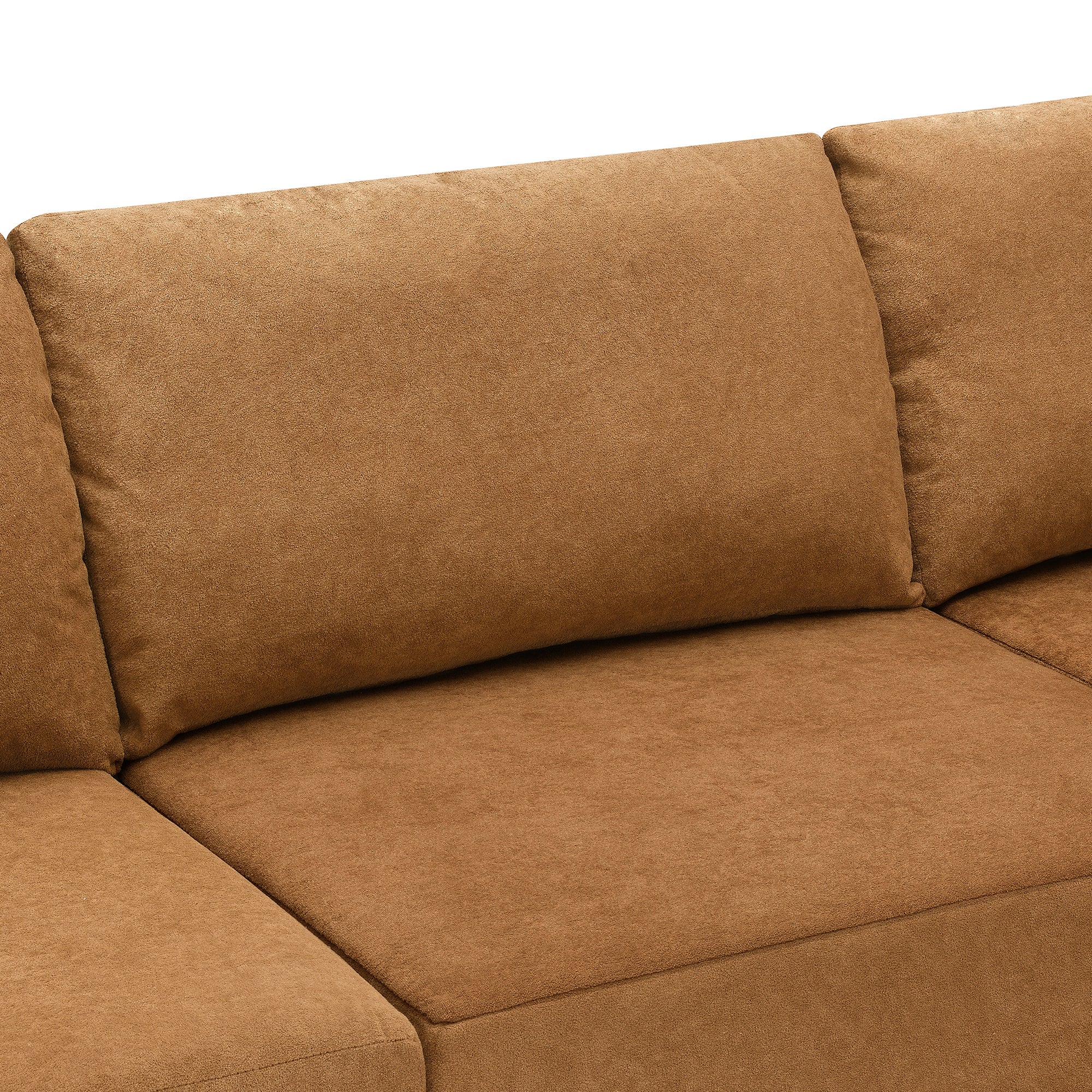 Kyoto Modular Sectional Sofa with Terrycloth Fabric in Burnt Orange Brown