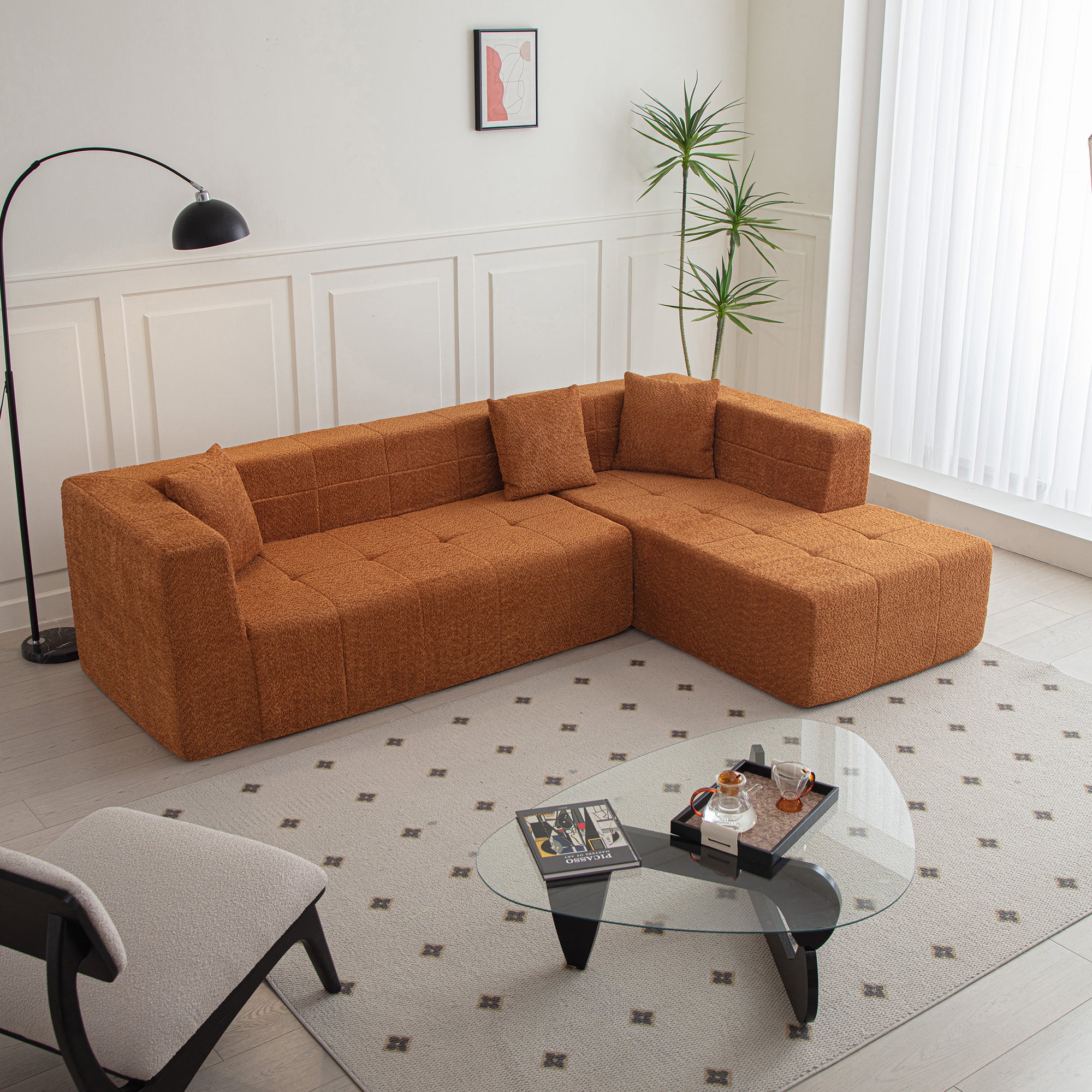 Harare 3-Seat Modular Sofa in Burnt Orange Brown