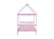 Pink Twin Rubber Wood House Bed with Headboard and Footboard