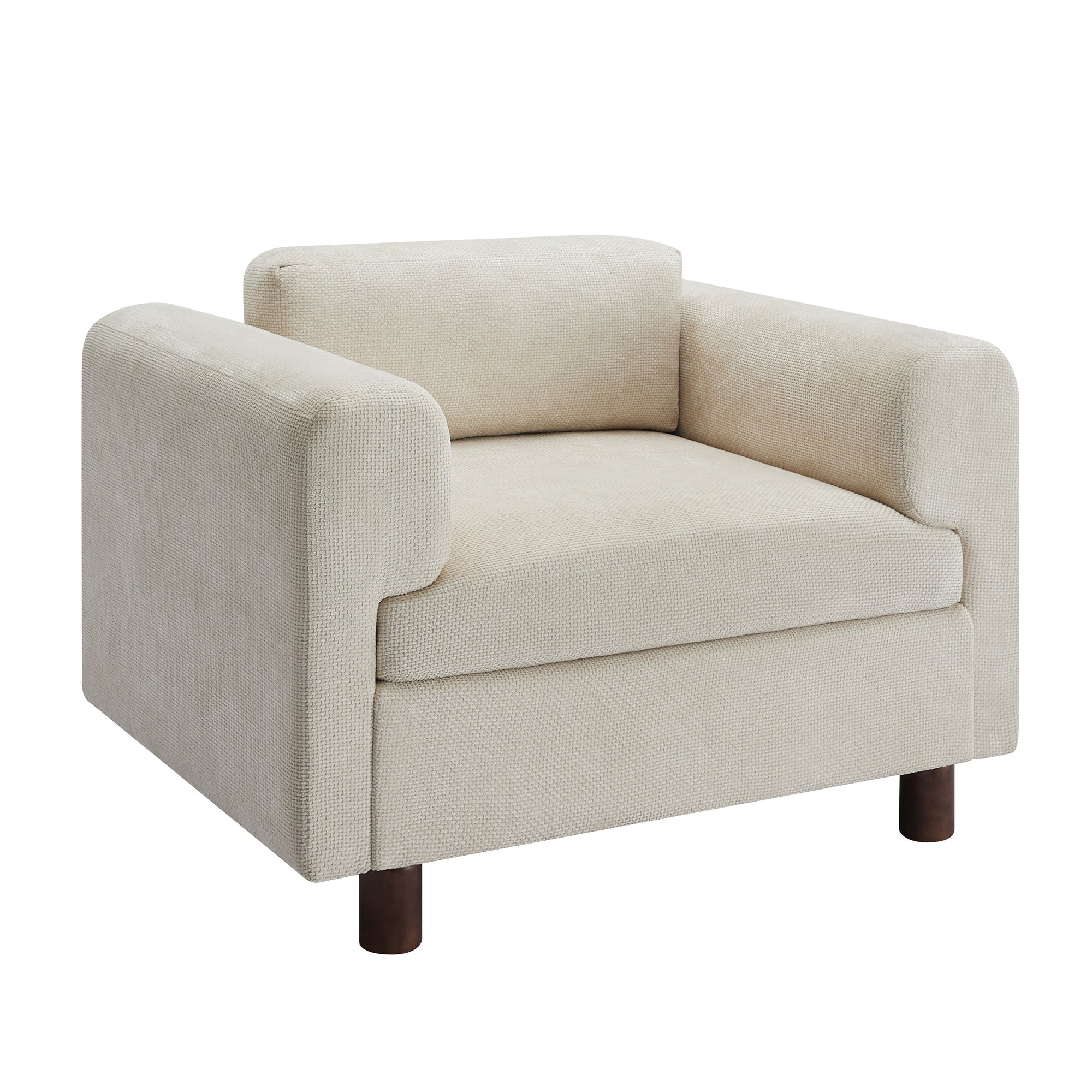 Beige Woven Velvet Oversized Armchair