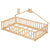 Twin House-Shaped Toddler Floor Bed with Guardrails and Fence in Natural Tones