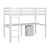 White Twin Loft Bed with Built-in Desk, Storage Cabinet, Guardrails & Ladder