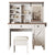 Farmhouse Makeup Vanity Desk with Sliding Mirror and Lights Multilayer Storage Shelves and 2 Drawers Rustic Big Vanity Set In White