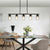 Modern Industrial 5-Light Matte Black Chandelier with Adjustable Height and Glass Shades