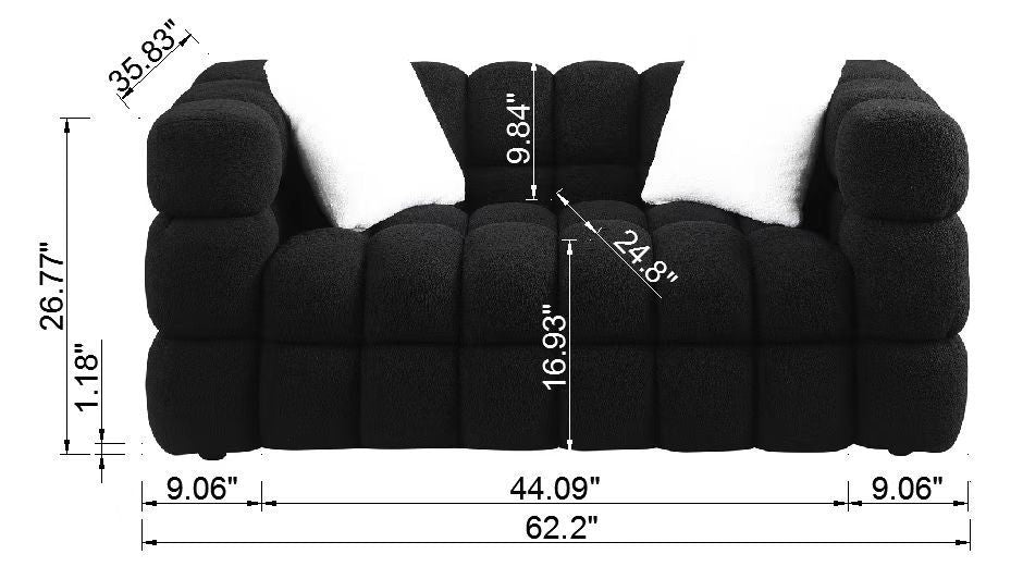 Timimoun Boucle Marshmallow Sofa in Black